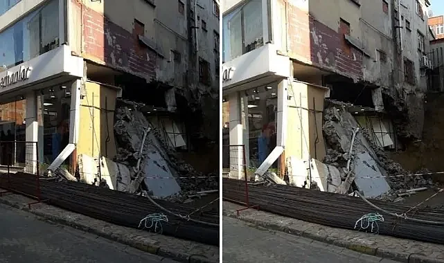 Giresun'da Bir İş Yerinin Duvarı Çöktü